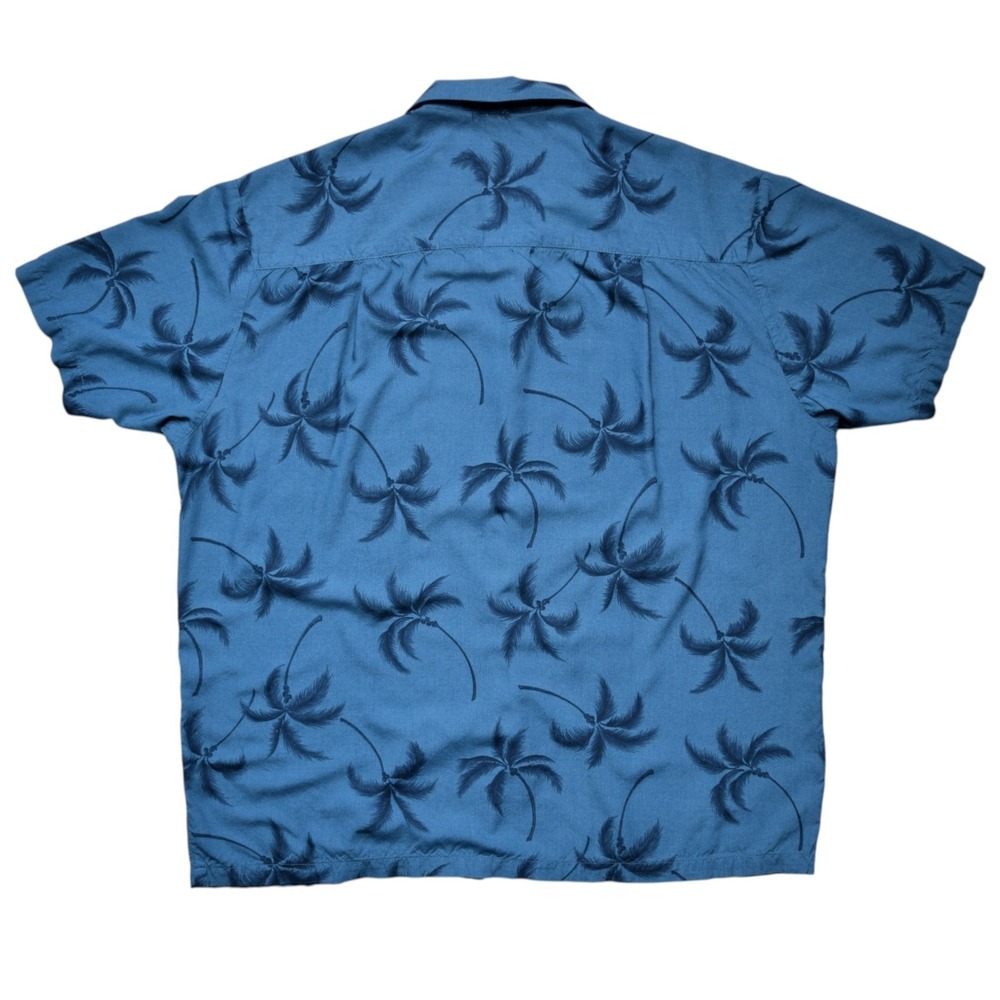 Vintage Paradise Found Hawaiian Shirt Mens XL Blue Rayon Palm Tree Aloha - Spot - Picture 2 of 14